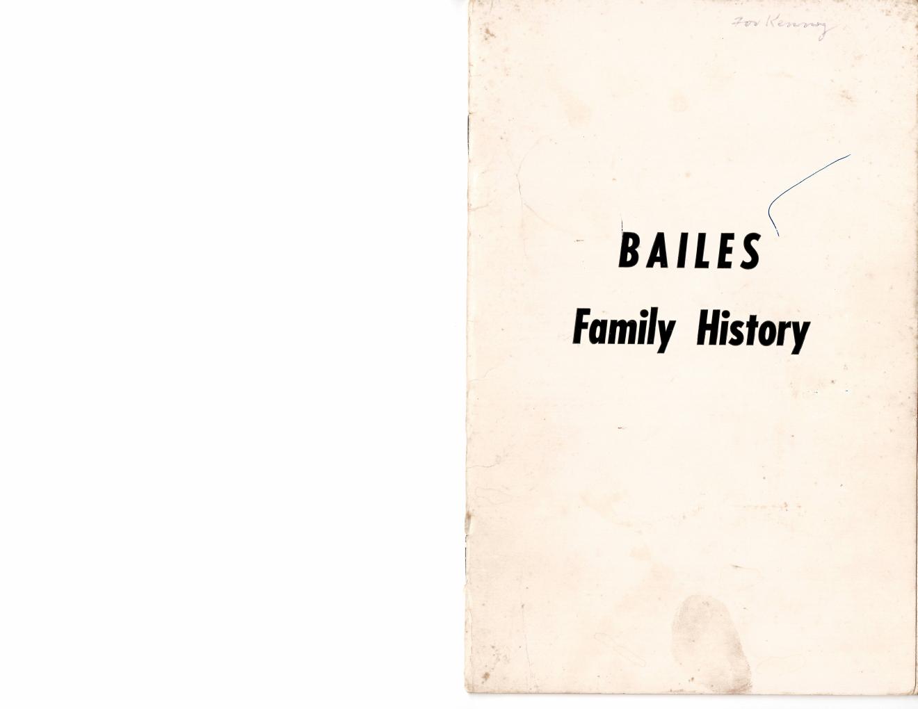 Scanned front cover of the Bailes Family History booklet